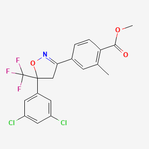 molecular formula C19H14Cl2F3NO3 B8234357 Methyl 4-(5-(3,5-dichlorophenyl)-5-(trifluoromethyl)-4,5-dihydroisoxazol-3-yl)-2-methylbenzoate 