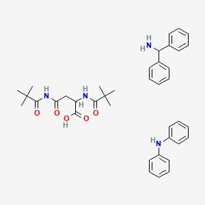 molecular formula C39H48N4O5 B8234493 2,4-bis(2,2-dimethylpropanoylamino)-4-oxobutanoic acid;diphenylmethanamine;N-phenylaniline 
