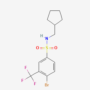 molecular formula C13H15BrF3NO2S B8234624 4-Bromo-N-(cyclopentylmethyl)-3-(trifluoromethyl)benzenesulfonamide 
