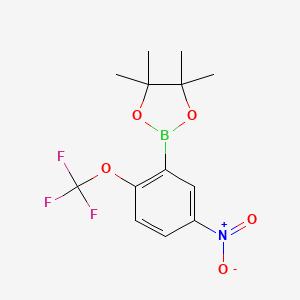 molecular formula C13H15BF3NO5 B8234728 4,4,5,5-Tetramethyl-2-(5-nitro-2-(trifluoromethoxy)phenyl)-1,3,2-dioxaborolane 
