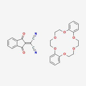 molecular formula C32H28N2O8 B8234785 2-(1,3-Dioxoinden-2-ylidene)propanedinitrile;2,5,8,15,18,21-hexaoxatricyclo[20.4.0.09,14]hexacosa-1(26),9,11,13,22,24-hexaene 