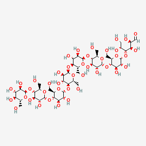 molecular formula C48H82O41 B8234862 (2R,3R,4R,5R)-4-[(2R,3R,4R,5S,6R)-5-[(2R,3R,4R,5S,6R)-5-[(2R,3R,4R,5S,6R)-5-[(2R,3R,4R,5S,6R)-5-[(2R,3R,4R,5S,6R)-5-[(2R,3R,4R,5S,6R)-3,4-dihydroxy-6-(hydroxymethyl)-5-[(2R,3R,4S,5S,6R)-3,4,5-trihydroxy-6-(hydroxymethyl)oxan-2-yl]oxyoxan-2-yl]oxy-3,4-dihydroxy-6-(hydroxymethyl)oxan-2-yl]oxy-3,4-dihydroxy-6-(hydroxymethyl)oxan-2-yl]oxy-3,4-dihydroxy-6-(hydroxymethyl)oxan-2-yl]oxy-3,4-dihydroxy-6-(hydroxymethyl)oxan-2-yl]oxy-3,4-dihydroxy-6-(hydroxymethyl)oxan-2-yl]oxy-2,3,5,6-tetrahydroxyhexanal 