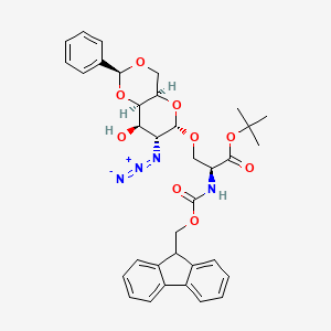molecular formula C35H38N4O9 B8234890 O-(2-Azido-4,6-O-benzylidene-2-deoxy-alpha-D-galactopyranosyl)-N-Fmoc-L-serine tert-Butyl Ester 