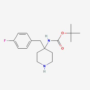 molecular formula C17H25FN2O2 B8234967 tert-butyl N-{4-[(4-fluorophenyl)methyl]piperidin-4-yl}carbamate 