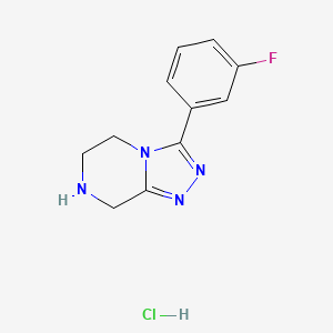 molecular formula C11H12ClFN4 B8234978 3-(3-Fluorophenyl)-5,6,7,8-tetrahydro-[1,2,4]triazolo[4,3-a]pyrazine;hydrochloride 