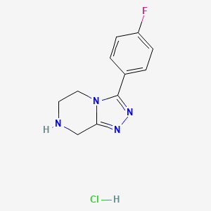 molecular formula C11H12ClFN4 B8234986 3-(4-Fluorophenyl)-5,6,7,8-tetrahydro-[1,2,4]triazolo[4,3-a]pyrazine;hydrochloride 