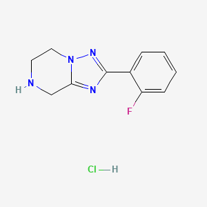 molecular formula C11H12ClFN4 B8235020 2-(2-Fluorophenyl)-5,6,7,8-tetrahydro-[1,2,4]triazolo[1,5-a]pyrazine;hydrochloride 