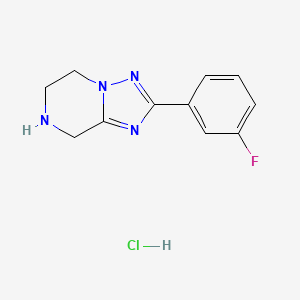 molecular formula C11H12ClFN4 B8235025 2-(3-Fluorophenyl)-5,6,7,8-tetrahydro-[1,2,4]triazolo[1,5-a]pyrazine;hydrochloride 