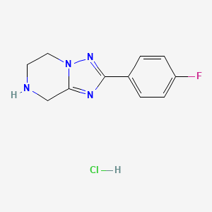molecular formula C11H12ClFN4 B8235032 2-(4-Fluorophenyl)-5,6,7,8-tetrahydro-[1,2,4]triazolo[1,5-a]pyrazine;hydrochloride 