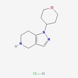molecular formula C11H18ClN3O B8235069 1-(Oxan-4-yl)-4,5,6,7-tetrahydropyrazolo[4,3-c]pyridine;hydrochloride 