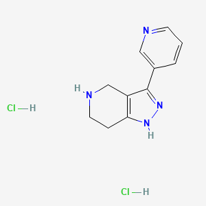 molecular formula C11H14Cl2N4 B8235079 3-pyridin-3-yl-4,5,6,7-tetrahydro-1H-pyrazolo[4,3-c]pyridine;dihydrochloride 