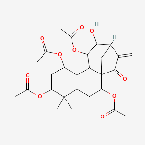 molecular formula C28H38O10 B8235099 (6,8,11-Triacetyloxy-12-hydroxy-5,5,9-trimethyl-14-methylidene-15-oxo-2-tetracyclo[11.2.1.01,10.04,9]hexadecanyl) acetate 
