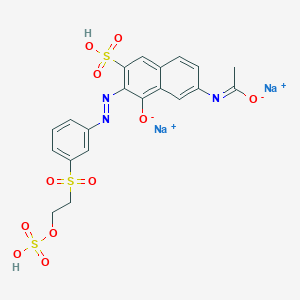 molecular formula C20H17N3Na2O11S3 B8235117 disodium;N-[8-oxido-6-sulfo-7-[[3-(2-sulfooxyethylsulfonyl)phenyl]diazenyl]naphthalen-2-yl]ethanimidate 