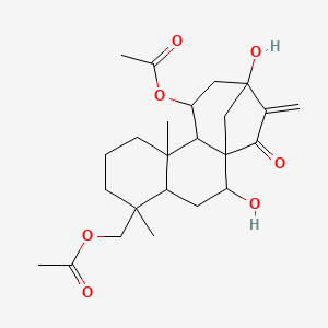 molecular formula C24H34O7 B8235229 (11-Acetyloxy-2,13-dihydroxy-5,9-dimethyl-14-methylidene-15-oxo-5-tetracyclo[11.2.1.01,10.04,9]hexadecanyl)methyl acetate 
