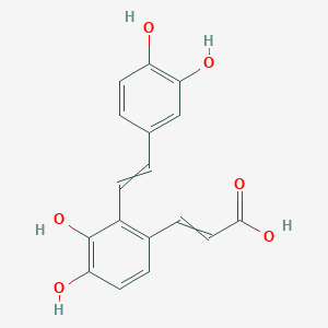 molecular formula C17H14O6 B8235236 3-[2-[2-(3,4-Dihydroxyphenyl)ethenyl]-3,4-dihydroxyphenyl]prop-2-enoic acid 