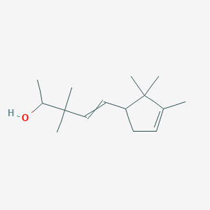 molecular formula C15H26O B8235264 3,3-Dimethyl-5-(2,2,3-trimethylcyclopent-3-en-1-yl)pent-4-en-2-ol 
