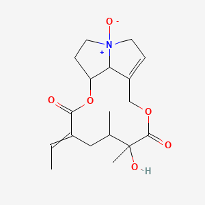 molecular formula C18H25NO6 B8235291 4-Ethylidene-7-hydroxy-6,7-dimethyl-14-oxido-2,9-dioxa-14-azoniatricyclo[9.5.1.014,17]heptadec-11-ene-3,8-dione 