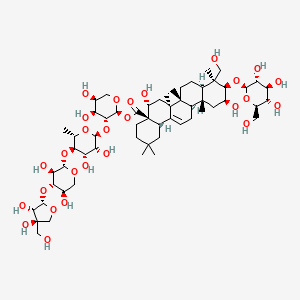 molecular formula C57H92O27 B8235359 [(2S,3R,4S,5S)-3-[(2S,3R,4S,5R,6S)-5-[(2S,3R,4S,5R)-4-[(2S,3S,4R)-3,4-dihydroxy-4-(hydroxymethyl)oxolan-2-yl]oxy-3,5-dihydroxyoxan-2-yl]oxy-3,4-dihydroxy-6-methyloxan-2-yl]oxy-4,5-dihydroxyoxan-2-yl] (4aR,5R,6aR,6aS,6bR,8aR,9S,10R,11S,12aR,14bS)-5,11-dihydroxy-9-(hydroxymethyl)-2,2,6a,6b,9,12a-hexamethyl-10-[(2R,3R,4S,5S,6R)-3,4,5-trihydroxy-6-(hydroxymethyl)oxan-2-yl]oxy-1,3,4,5,6,6a,7,8,8a,10,11,12,13,14b-tetradecahydropicene-4a-carboxylate 