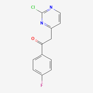 molecular formula C12H8ClFN2O B8235518 2-(2-Chloropyrimidin-4-yl)-1-(4-fluorophenyl)ethanone 