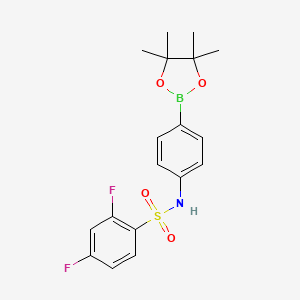 molecular formula C18H20BF2NO4S B8235588 2,4-Difluoro-N-(4-(4,4,5,5-tetramethyl-1,3,2-dioxaborolan-2-yl)phenyl)benzenesulfonamide 