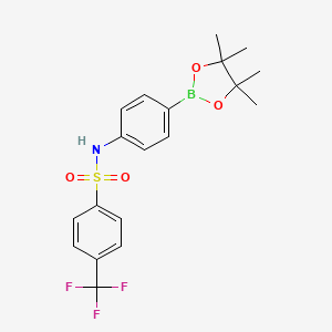 molecular formula C19H21BF3NO4S B8235592 N-(4-(4,4,5,5-Tetramethyl-1,3,2-dioxaborolan-2-yl)phenyl)-4-(trifluoromethyl)benzenesulfonamide 