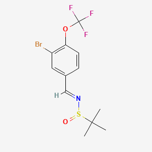 molecular formula C12H13BrF3NO2S B8235636 (NE)-N-[[3-bromo-4-(trifluoromethoxy)phenyl]methylidene]-2-methylpropane-2-sulfinamide 