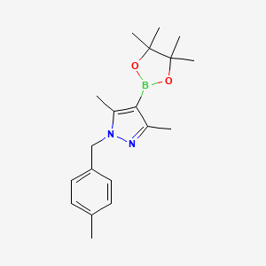 molecular formula C19H27BN2O2 B8235639 3,5-Dimethyl-1-(4-methylbenzyl)-4-(4,4,5,5-tetramethyl-1,3,2-dioxaborolan-2-yl)-1H-pyrazole 