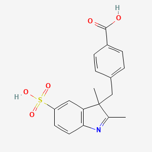 molecular formula C18H17NO5S B8235762 4-((2,3-Dimethyl-5-sulfo-3H-indol-3-yl)methyl)benzoic acid 