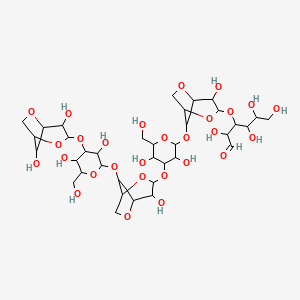 3-[[8-[4-[[8-[4-[(4,8-Dihydroxy-2,6-dioxabicyclo[3.2.1]octan-3-yl)oxy]-3,5-dihydroxy-6-(hydroxymethyl)oxan-2-yl]oxy-4-hydroxy-2,6-dioxabicyclo[3.2.1]octan-3-yl]oxy]-3,5-dihydroxy-6-(hydroxymethyl)oxan-2-yl]oxy-4-hydroxy-2,6-dioxabicyclo[3.2.1]octan-3-yl]oxy]-2,4,5,6-tetrahydroxyhexanal