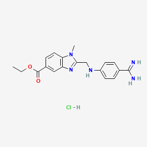 molecular formula C19H22ClN5O2 B8235896 2-[[[4-(Aminoiminomethyl)phenyl]amino]methyl]-1-methyl-1H-benzimidazole-5-carboxylicAcidEthylEsterHydrochloride 