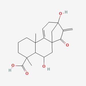 molecular formula C20H26O5 B8236053 3,13-Dihydroxy-5,9-dimethyl-14-methylidene-15-oxotetracyclo[11.2.1.01,10.04,9]hexadec-10-ene-5-carboxylic acid 