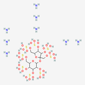 molecular formula C12H62N8O35S8 B8236070 Azane;trihydroxy-[4-(trihydroxy-lambda4-sulfanyl)oxy-2,5-bis[(trihydroxy-lambda4-sulfanyl)oxymethyl]-2-[3,4,5-tris[(trihydroxy-lambda4-sulfanyl)oxy]-6-[(trihydroxy-lambda4-sulfanyl)oxymethyl]oxan-2-yl]oxyoxolan-3-yl]oxy-lambda4-sulfane 