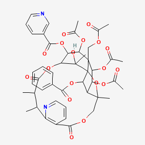 molecular formula C47H50N2O18 B8236175 [19,21,22-Triacetyloxy-20-(acetyloxymethyl)-24-benzoyloxy-25-hydroxy-3,13,14,25-tetramethyl-6,15-dioxo-2,5,16-trioxa-11-azapentacyclo[15.7.1.01,20.03,23.07,12]pentacosa-7(12),8,10-trien-18-yl] pyridine-3-carboxylate 