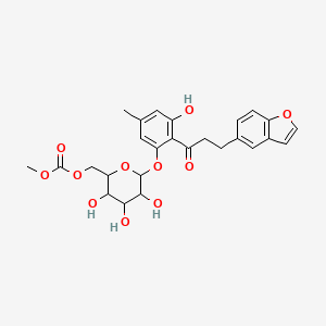 molecular formula C26H28O11 B8236190 [(2R,3S,4S,5R,6S)-6-[2-[3-(1-benzofuran-5-yl)propanoyl]-3-hydroxy-5-methylphenoxy]-3,4,5-trihydroxyoxan-2-yl]methyl methyl carbonate 