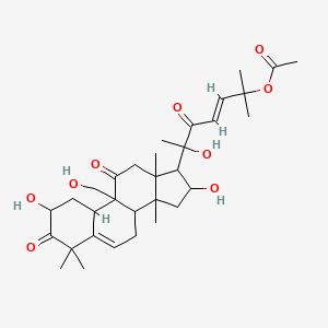 molecular formula C32H46O9 B8236209 [(E)-6-[2,16-dihydroxy-9-(hydroxymethyl)-4,4,13,14-tetramethyl-3,11-dioxo-2,7,8,10,12,15,16,17-octahydro-1H-cyclopenta[a]phenanthren-17-yl]-6-hydroxy-2-methyl-5-oxohept-3-en-2-yl] acetate 