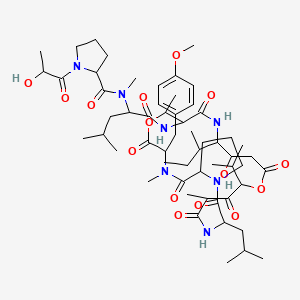 L-Tyrosine, N-(1-(N-(4-((3-hydroxy-4-((N-(N-(1-(2-hydroxy-1-oxopropyl)-L-prolyl)-N-methyl-L-leucyl)-L-threonyl)amino)-6-methyl-1-oxoheptyl)oxy)-2,5-dimethyl-1,3-dioxohexyl)-L-leucyl)-L-prolyl)-N,O-dimethyl-, phi-lactone
