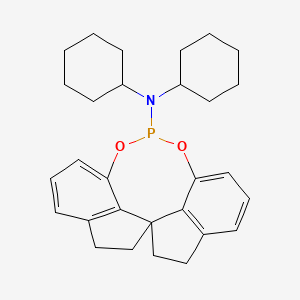 molecular formula C29H36NO2P B8236398 (11aR)-N,N-Dicyclohexyl-4,5,6,7-tetrahydrodiindeno[7,1-de:1',7'-fg][1,3,2]dioxaphosphocin-12-amine 
