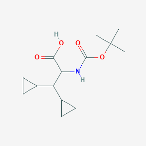 molecular formula C14H23NO4 B8236458 2-((tert-Butoxycarbonyl)amino)-3,3-dicyclopropylpropanoic acid 