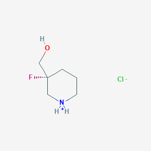 molecular formula C6H13ClFNO B8236465 [(3R)-3-fluoropiperidin-1-ium-3-yl]methanol;chloride 
