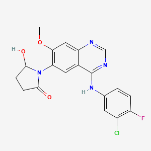 molecular formula C19H16ClFN4O3 B8236534 1-(4-((3-Chloro-4-fluorophenyl)amino)-7-methoxyquinazolin-6-yl)-5-hydroxypyrrolidin-2-one 