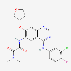 molecular formula C22H21ClFN5O4 B8236552 (S)-N1-(4-((3-Chloro-4-fluorophenyl)amino)-7-((tetrahydrofuran-3-yl)oxy)quinazolin-6-yl)-N2,N2-dimethyloxalamide (Afatinib Impurity 