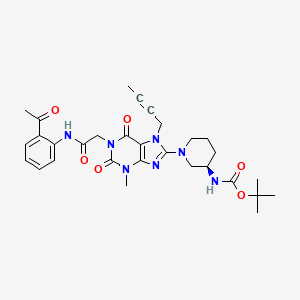molecular formula C30H37N7O6 B8236558 (R)-Tert-butyl 1-(1-(2-(2-acetylphenylamino)-2-oxoethyl)-7-(but-2-ynyl)-3-methyl-2,6-dioxo-2,3,6,7-tetrahydro-1H-purin-8-YL)piperidin-3-ylcarbamate 