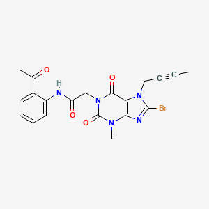molecular formula C20H18BrN5O4 B8236563 N-(2-acetylphenyl)-2-(8-bromo-7-but-2-ynyl-3-methyl-2,6-dioxopurin-1-yl)acetamide 