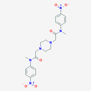 molecular formula C22H26N6O6 B8236565 2,2'-(Piperazine-1,4-diyl)bis(N-methyl-N-(4-nitrophenyl)acetamide) (Nintedanib Impurity) 