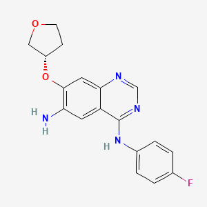 molecular formula C18H17FN4O2 B8236570 (S)-N4-(4-Fluorophenyl)-7-((tetrahydrofuran-3-yl)oxy)quinazoline-4,6-diamine (Afatinib Impurity) 
