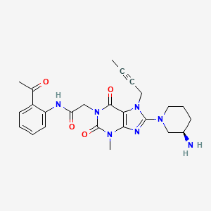 molecular formula C25H29N7O4 B8236580 N-(2-acetylphenyl)-2-[8-[(3R)-3-aminopiperidin-1-yl]-7-but-2-ynyl-3-methyl-2,6-dioxopurin-1-yl]acetamide 