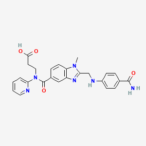molecular formula C25H24N6O4 B8236586 3-(2-(((4-Carbamoylphenyl)amino)methyl)-1-methyl-N-(pyridin-2-yl)-1H-benzo[d]imidazole-5-carboxamido)propanoic acid (Dabigatran Impurity) 