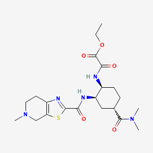 molecular formula C21H31N5O5S B8236628 Ethyl 2-(((1S,2R,4S)-4-(dimethylcarbamoyl)-2-(5-methyl-4,5,6,7-tetrahydrothiazolo[5,4-c]pyridine-2-carboxamido)cyclohexyl)amino)-2-oxoacetate (Edoxaban Impurity) 