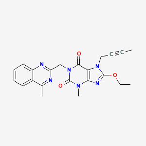 molecular formula C22H22N6O3 B8236639 7-(But-2-YN-1-YL)-8-ethoxy-3-methyl-1-((4-methylquinazolin-2-YL)methyl)-1H-purine-2,6(3H,7H)-dione 