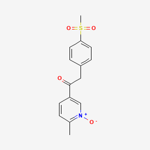 molecular formula C15H15NO4S B8236678 1-(6-Methyl-1-oxido-3-pyridinyl)-2-[4-(methylsulfonyl)phenyl]ethanone 